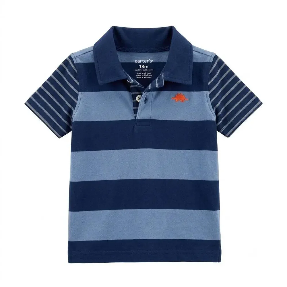 Carter’s Baby Boys Blue Striped Dinosaur Polo Shirt